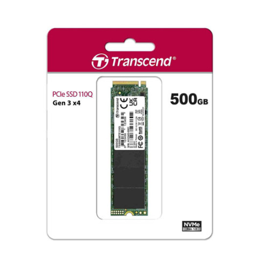 Transcend 500GB 110Q M.2 2280 PCIe NVMe Gen3x4 3D TLC DRAM-Less Internal SSD