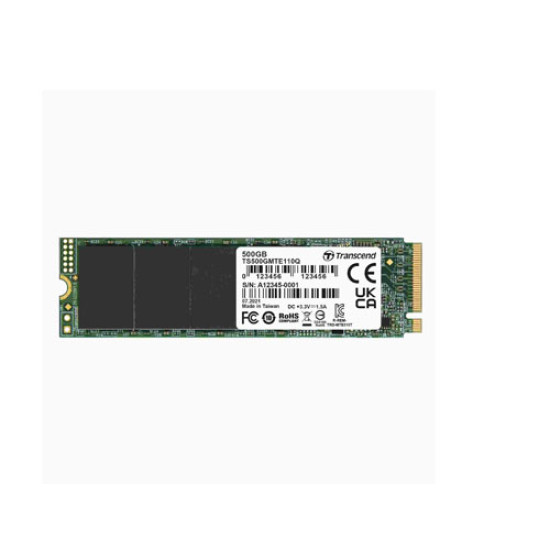 Transcend 500GB 110Q M.2 2280 PCIe NVMe Gen3x4 3D TLC DRAM-Less Internal SSD
