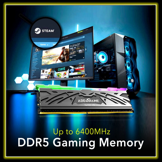 addlink AddGame Spider X5 RGB DDR5 RAM 32GB (2x16GB) Gaming (Support Intel XMP) 6000MHz CL38 RGB Unbuffered DIMM 288Pin with Heatsink