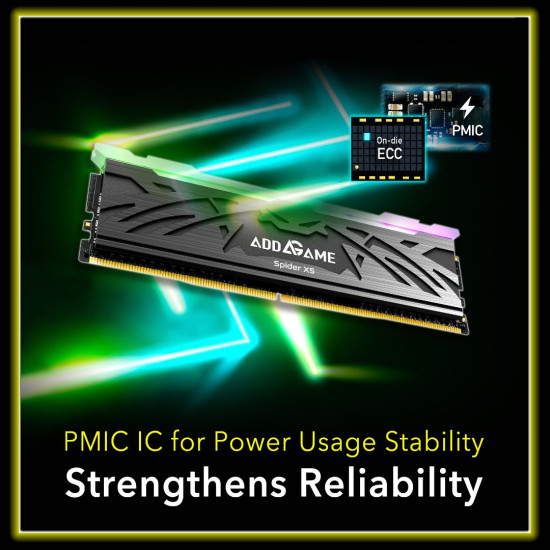 addlink AddGame Spider X5 RGB DDR5 RAM 32GB (2x16GB) Gaming (Support Intel XMP) 6000MHz CL38 RGB Unbuffered DIMM 288Pin with Heatsink